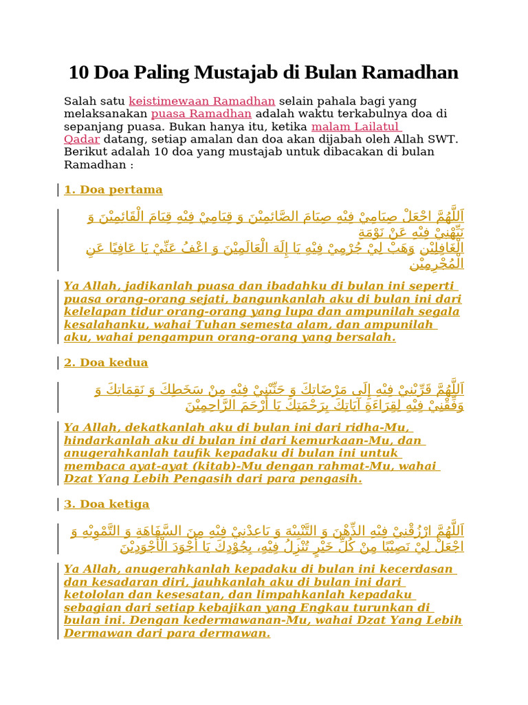 Doa Mustajab Ramadhan | PDF