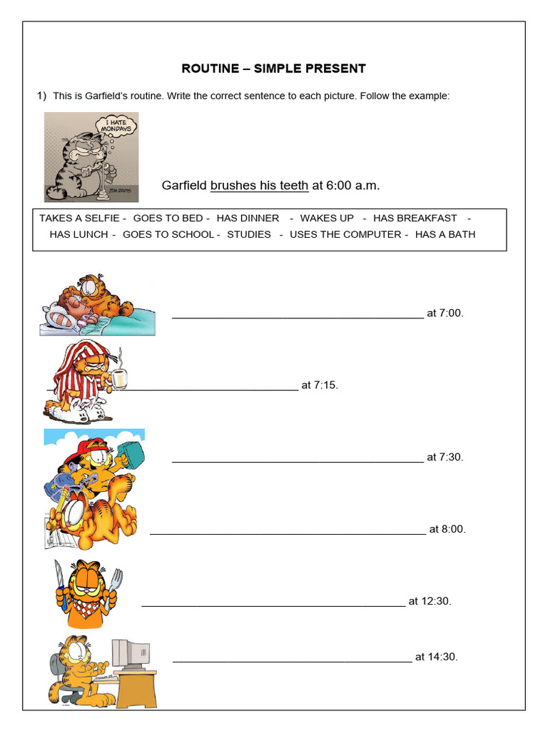 Garfield's Daily Routine Guide | PDF | Self-Improvement | Wellness