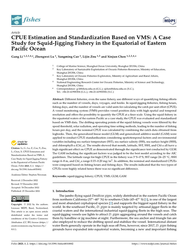 CPUE Standardization in Squid Fishery | PDF