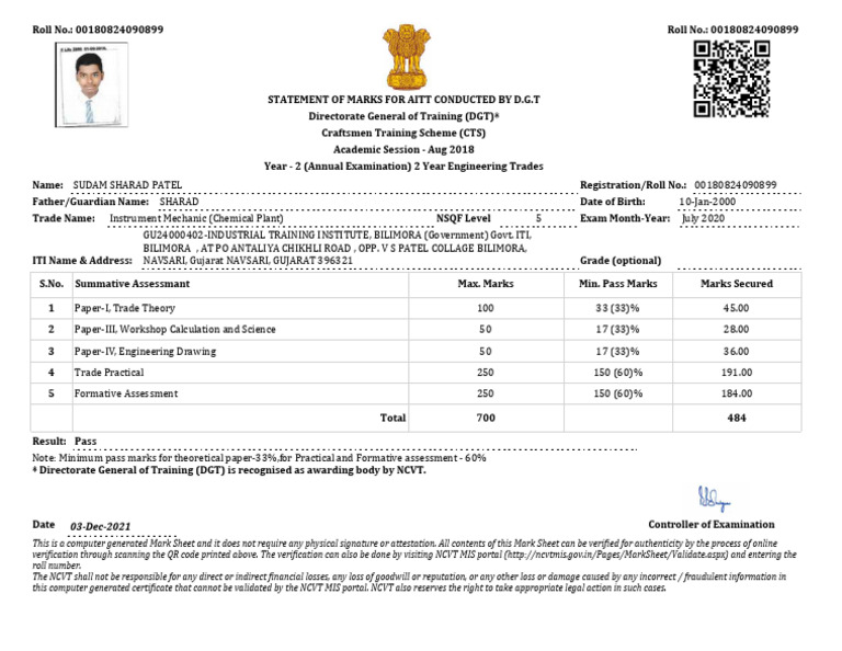Marksheet R180824090899 2 | PDF