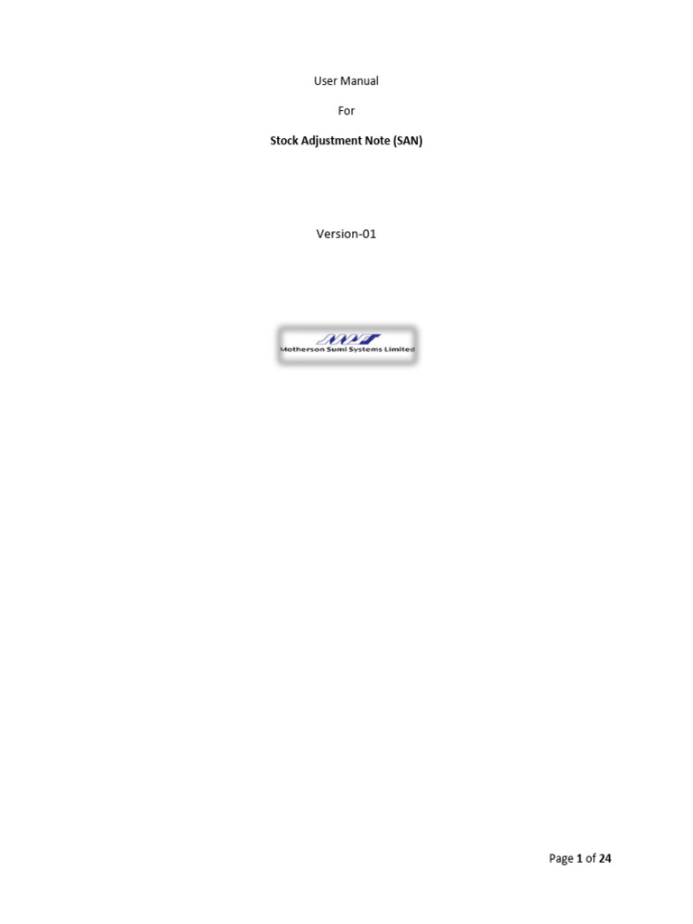 SAN (Stock Adjustment Note) Report Rev. 01 | PDF | Microsoft Excel ...
