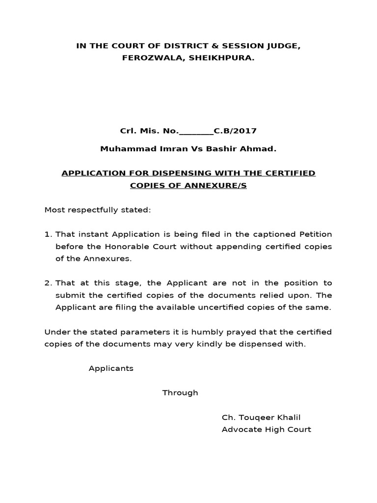 Dispensation Application for Annexures | PDF