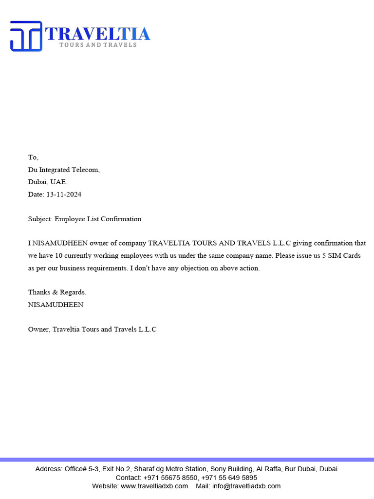Employee List Confirmation for SIM Cards | PDF