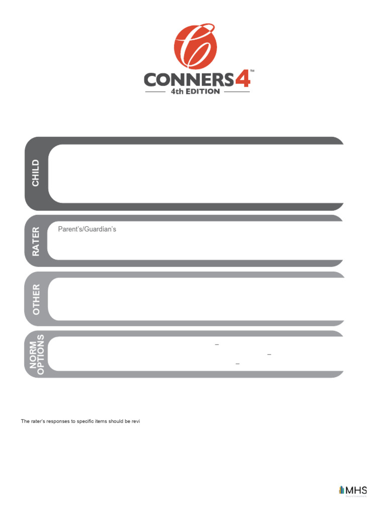 Conners 4 Sample Single Rater Report | PDF | Attention Deficit ...