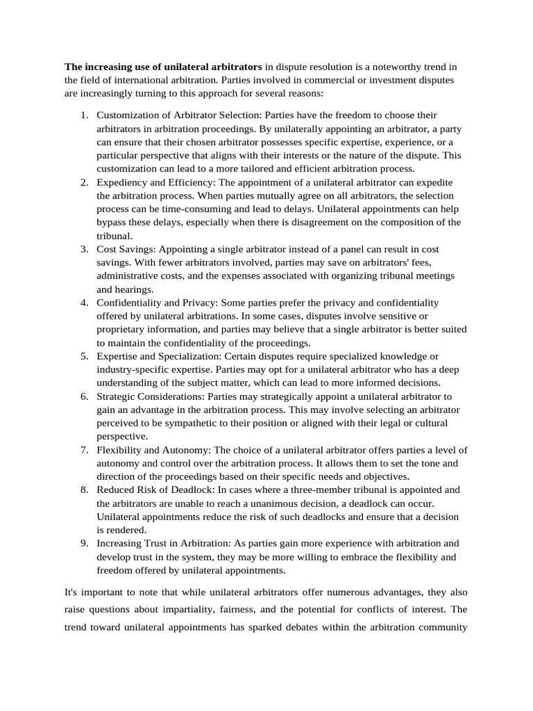 Unilaterally Appointed Arbitrator | PDF | Arbitration | Arbitral Tribunal