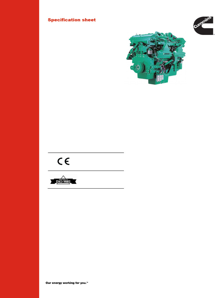 QSK60-G3 Engine Specification Sheet | PDF | Engines | Horsepower