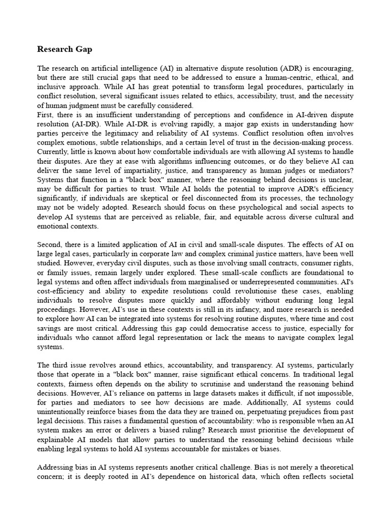 AI Research Gaps in Dispute Resolution | PDF | Artificial Intelligence ...