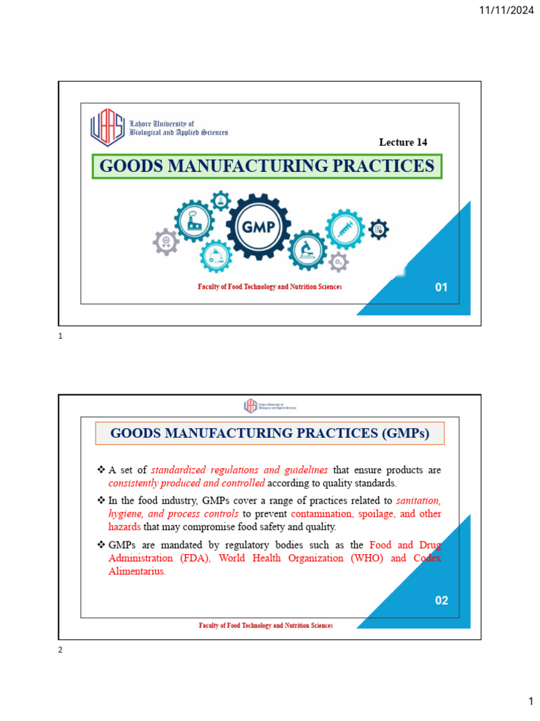Understanding Goods Manufacturing Practices | PDF | Food Safety ...