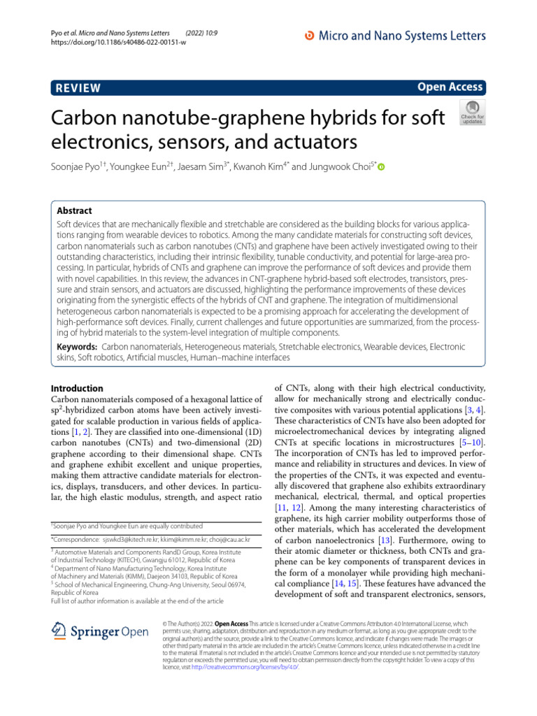 Carbon Nanotube-Graphene Hybrids For Soft Electron | PDF | Carbon ...