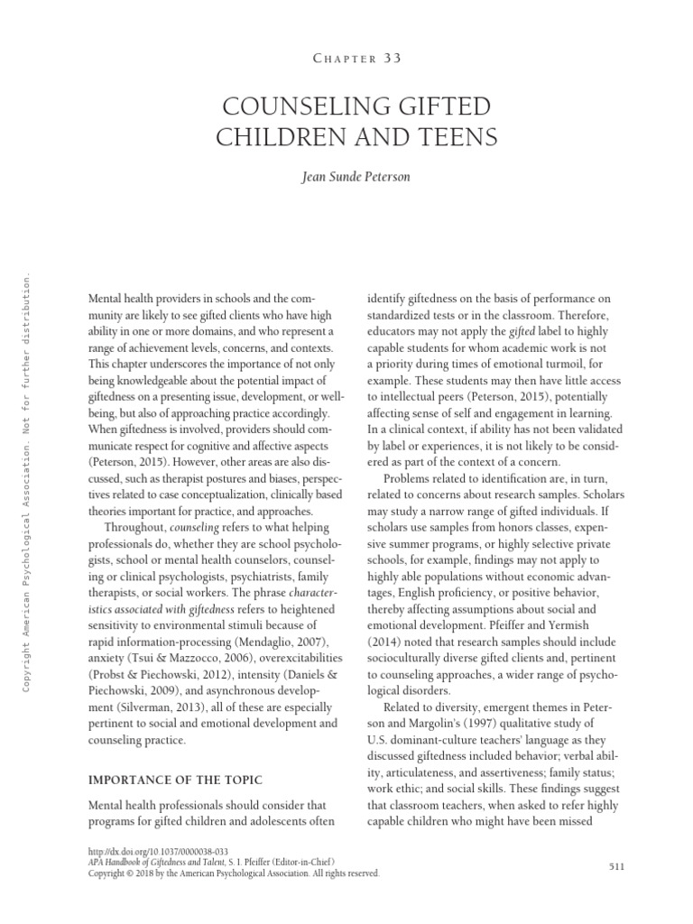 Counseling Gifted Children and Teens | PDF | Intellectual Giftedness ...
