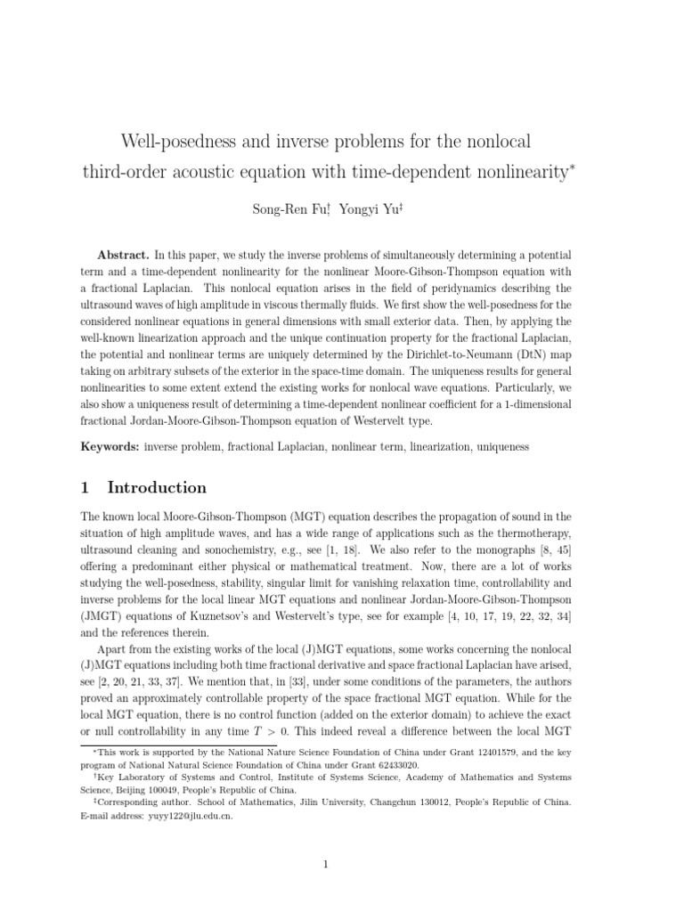 Inverse Problems for Nonlocal Acoustic Equations | PDF | Inverse ...