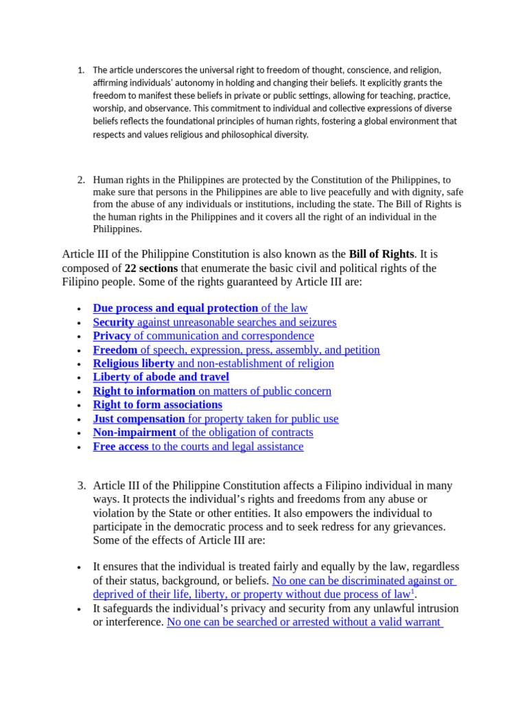 Article 18: Freedom of Belief Explained | PDF | Human Rights | Freedom ...