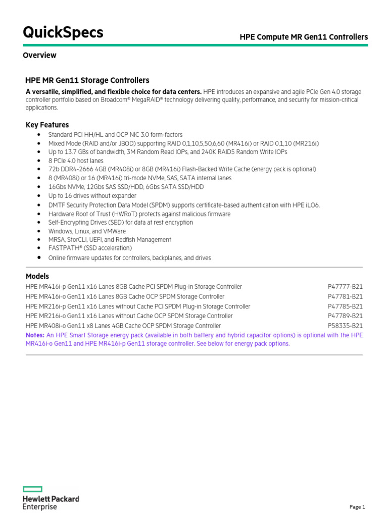 HPE MR Gen11 Storage Controllers Overview | PDF | Solid State Drive ...