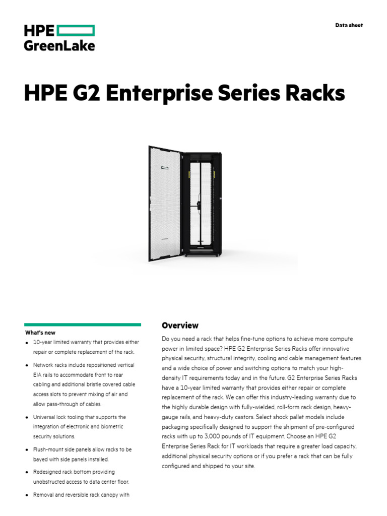 HPE G2 Enterprise Series Rack Overview | PDF | Manufactured Goods ...