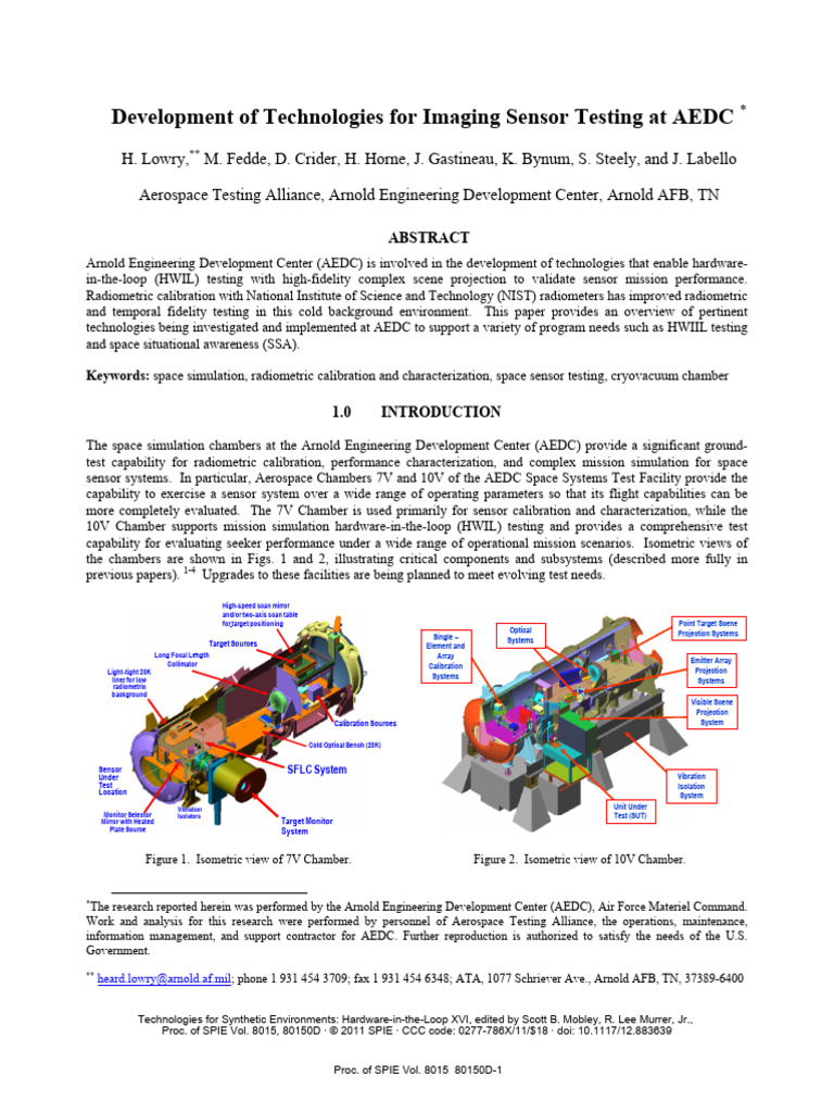 Space Sensor Testing at AEDC | PDF | Infrared | Optics