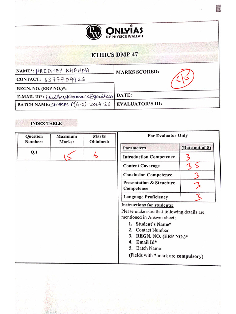 Checked UPSC Answer | PDF