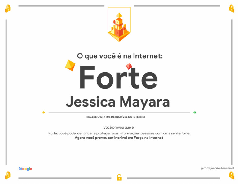 Google - Interland - Jessica Mayara - Certificado - de - Força | PDF ...