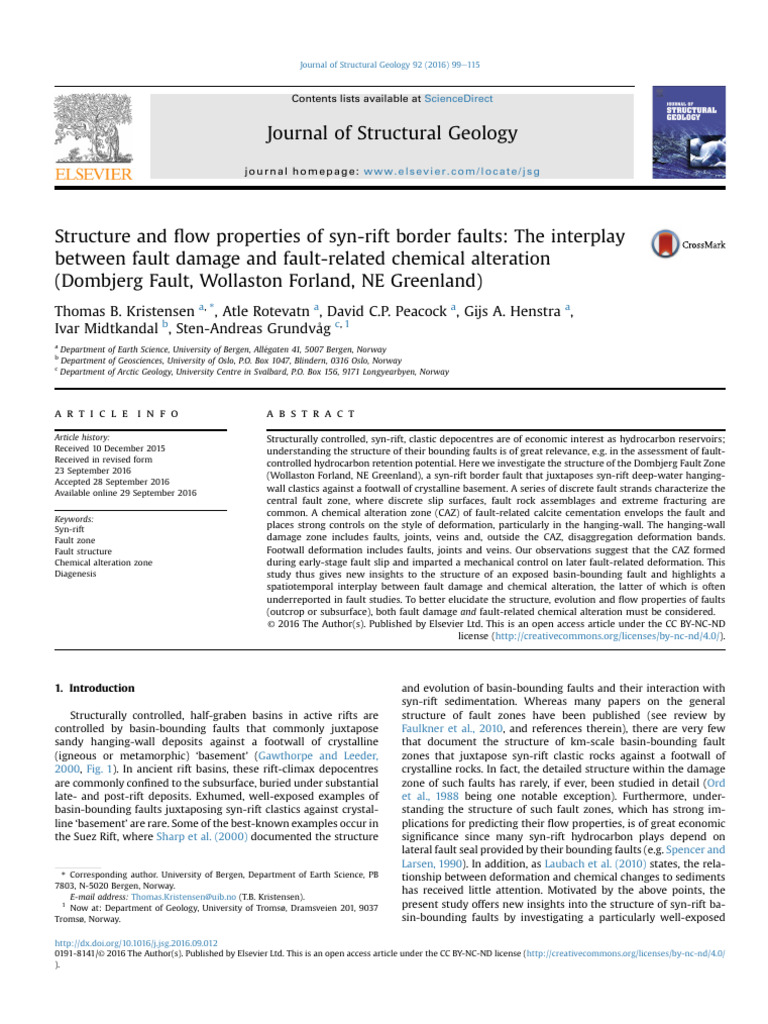 Journal of Structural Geology | PDF | Fault (Geology) | Rift