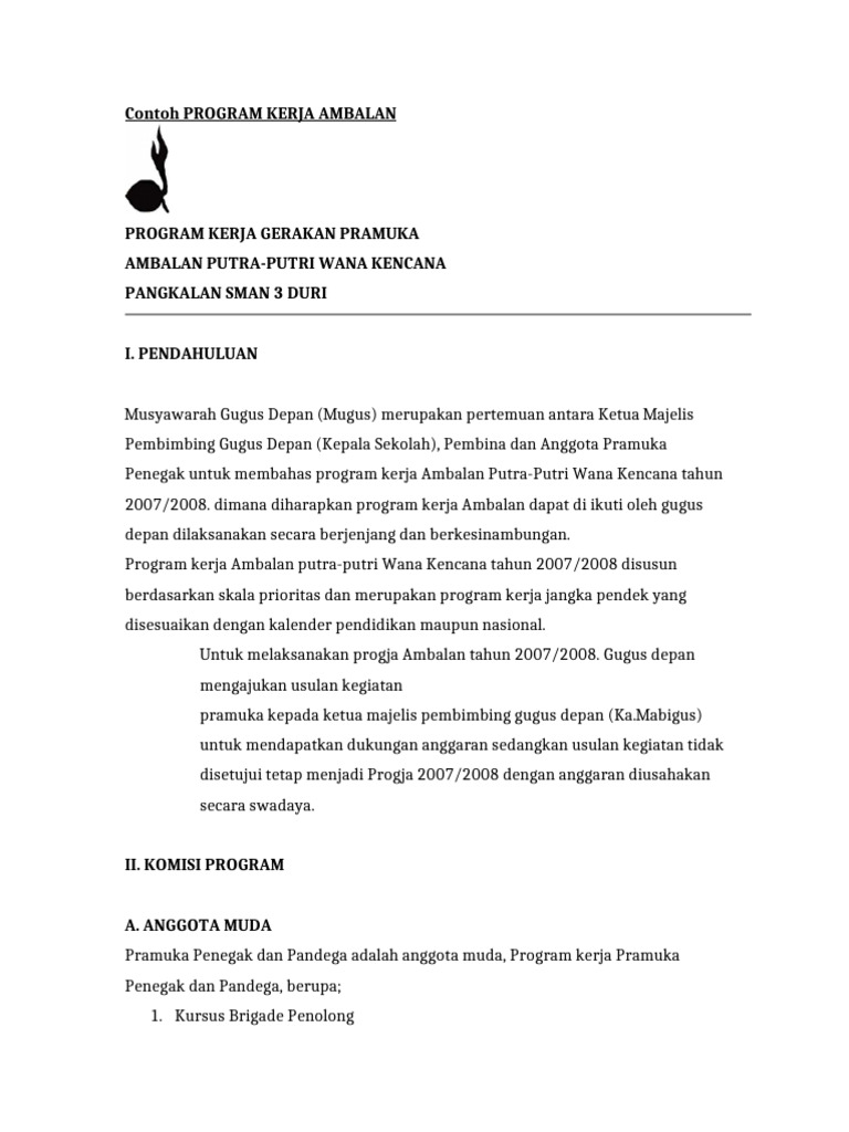 Contoh PROGRAM KERJA AMBALAN | PDF