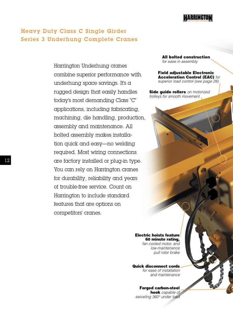 Heavy Duty Underhung Motorized Cranes | PDF | Crane (Machine) | Truck