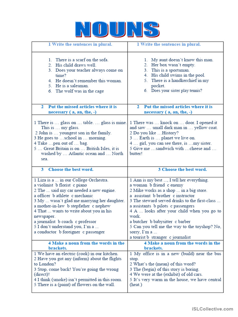 Nouns And Articles Pdf