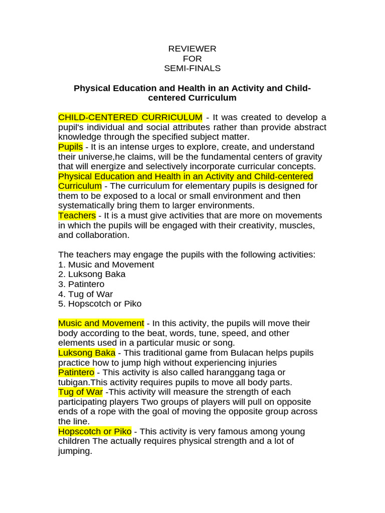 Teaching Physical Education and Health in Elementary Grade | PDF ...