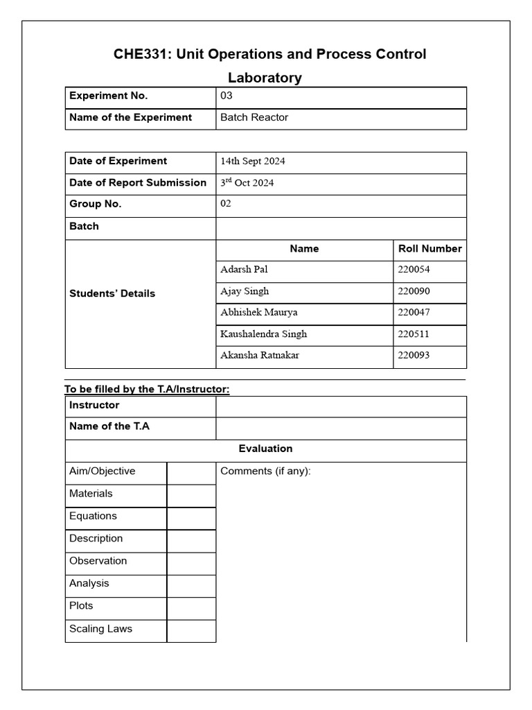 Batch Reactor Pdf Reaction Rate Chemical Reactor
