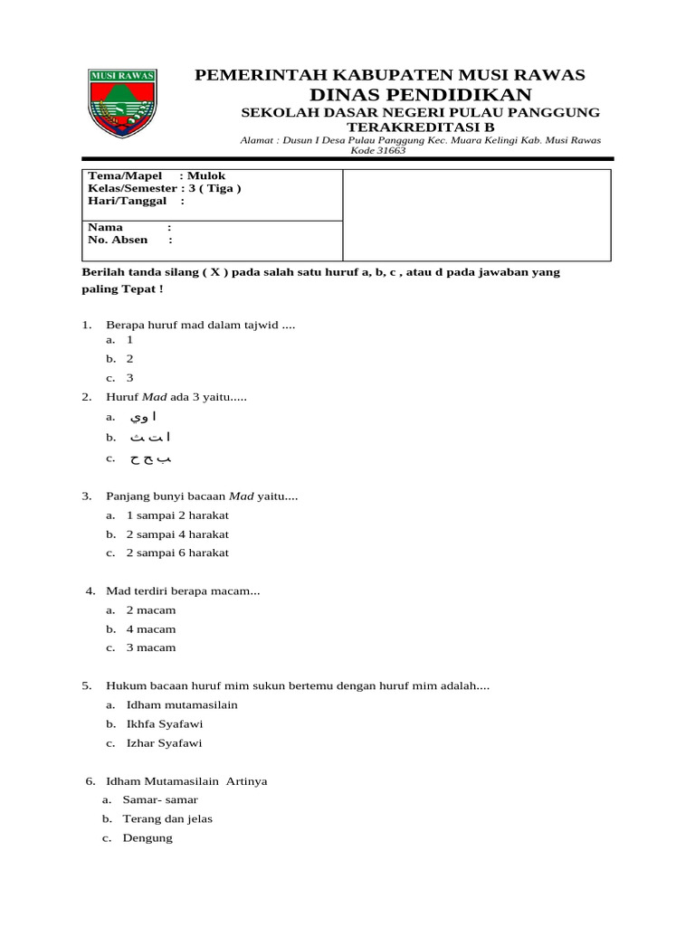 Mid Mulok Kelas 3 Pdf