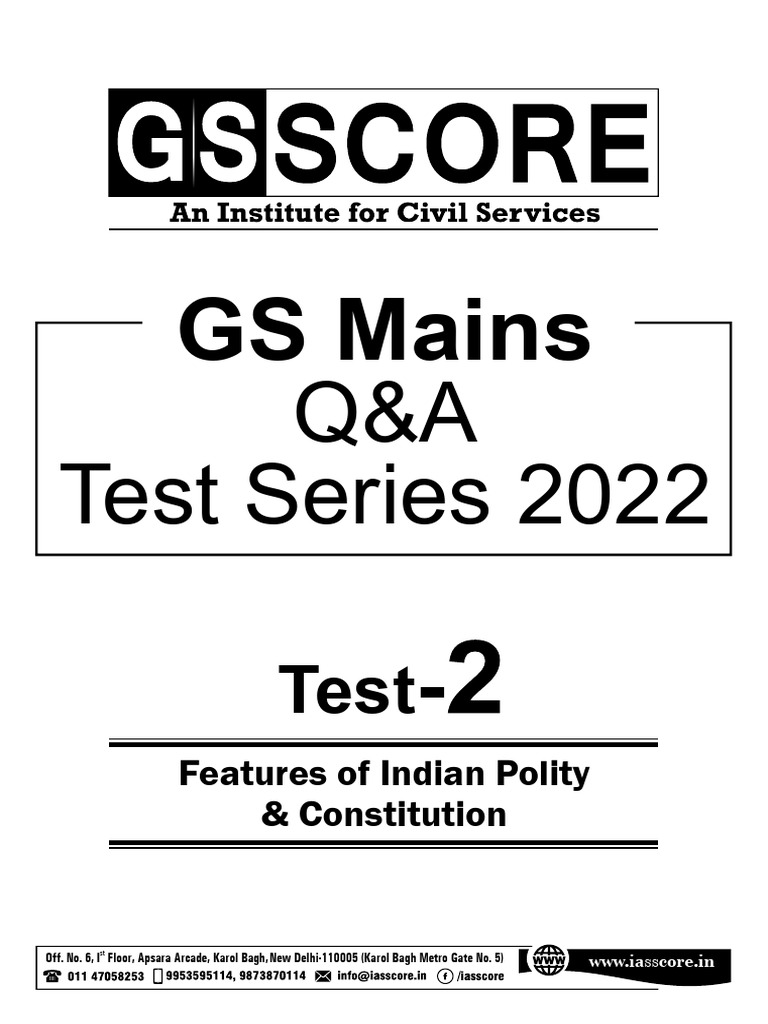 GS SCORE GS Mains Q&A Test Series 2022 Test 2 | PDF | Government | Tribunal