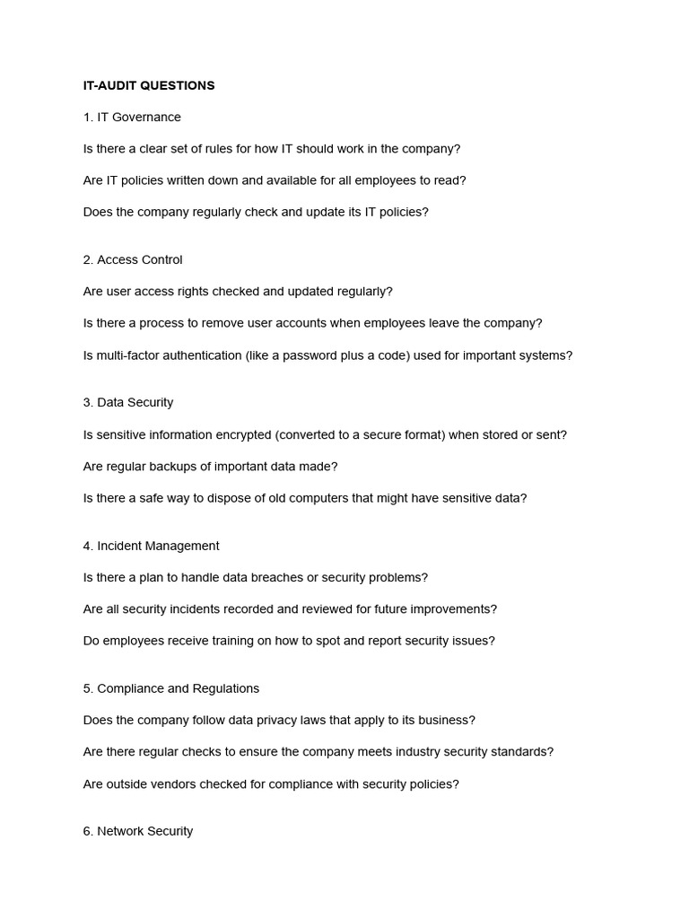 Comprehensive IT Audit Checklist | PDF | Security | Computer Security