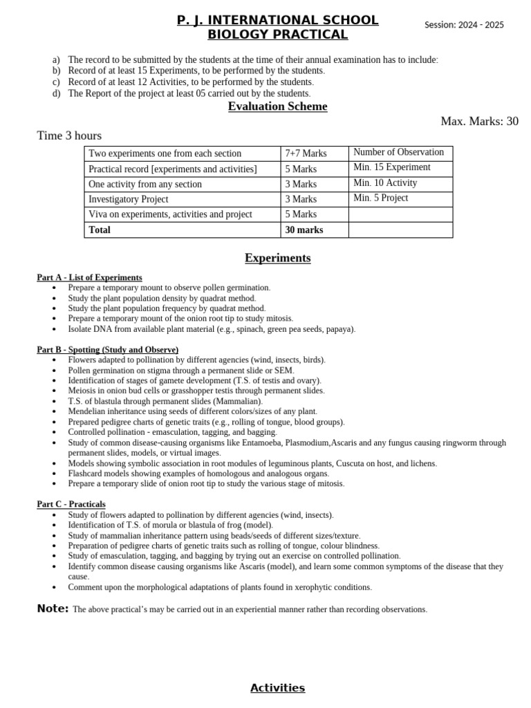 Class 12 Biology Practical Guide | PDF | Flowers | Plants