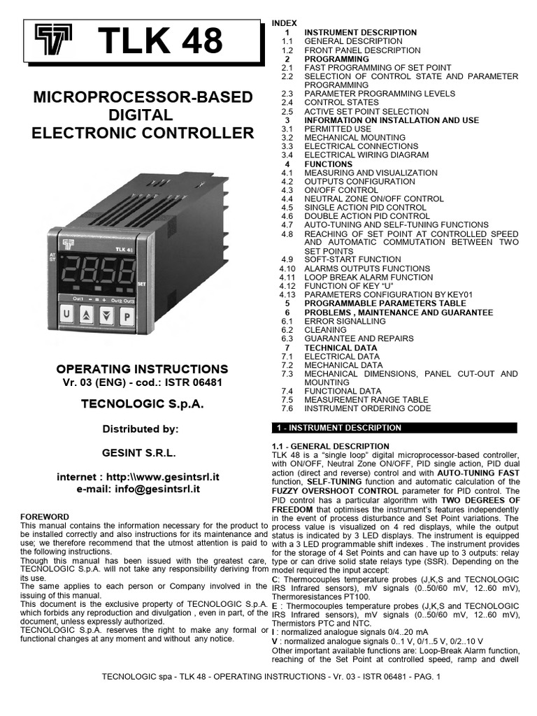 TLK 48 Digital Controller Manual | PDF | Parameter (Computer ...