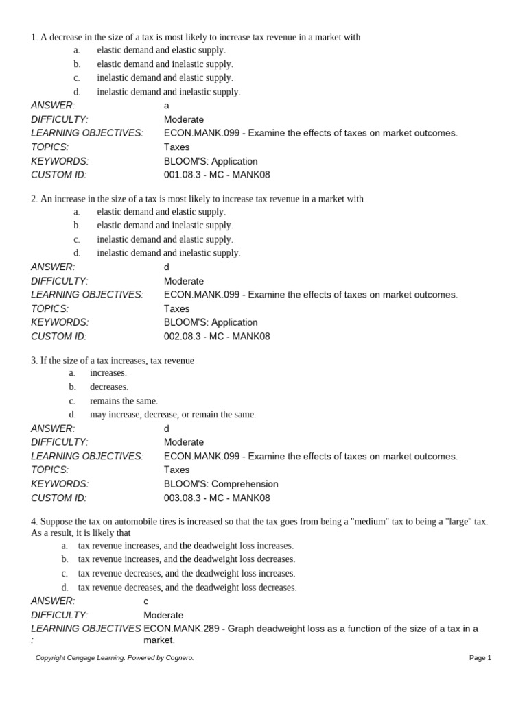 Sec 8.3 MC Deadweight Loss and Tax Revenue As Taxes Vary | PDF | Taxes ...