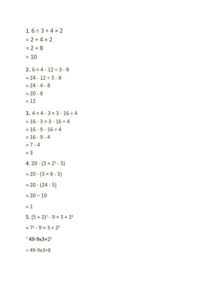 Order of Operations-PEMDAS | PDF