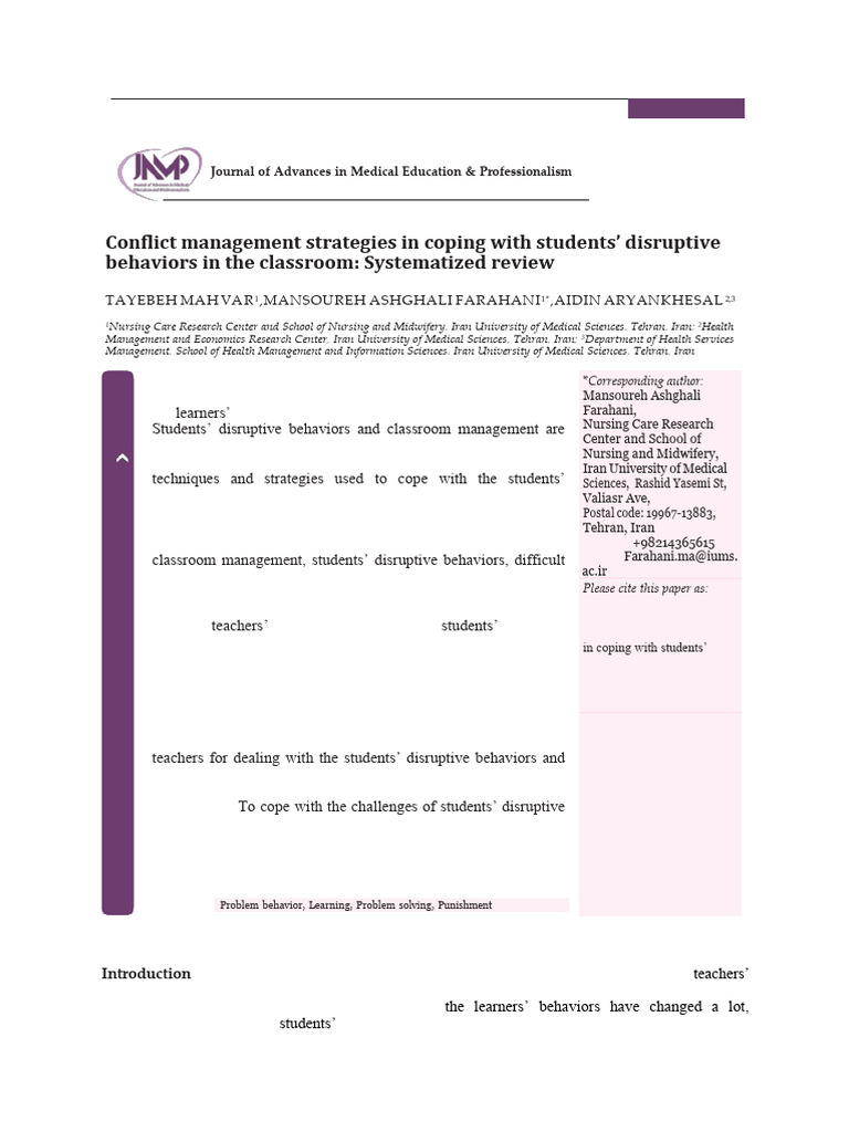 Effective Strategies for Classroom Conflict Management | PDF | Teachers ...