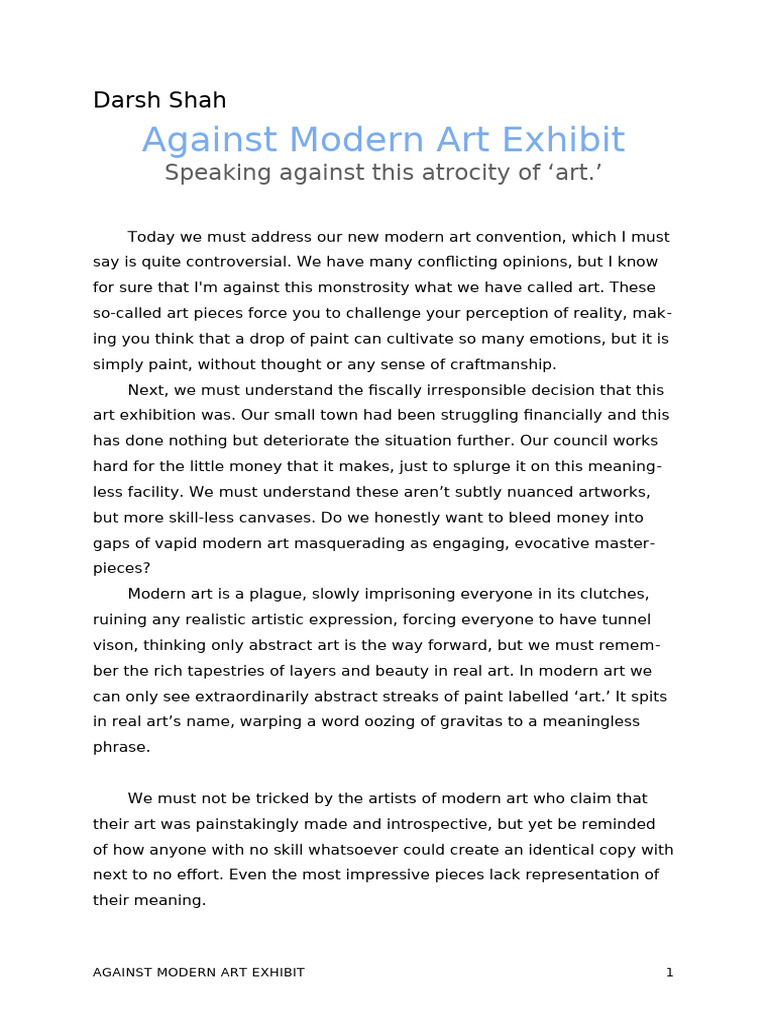 Critique of Modern Art Exhibit | PDF | The Arts