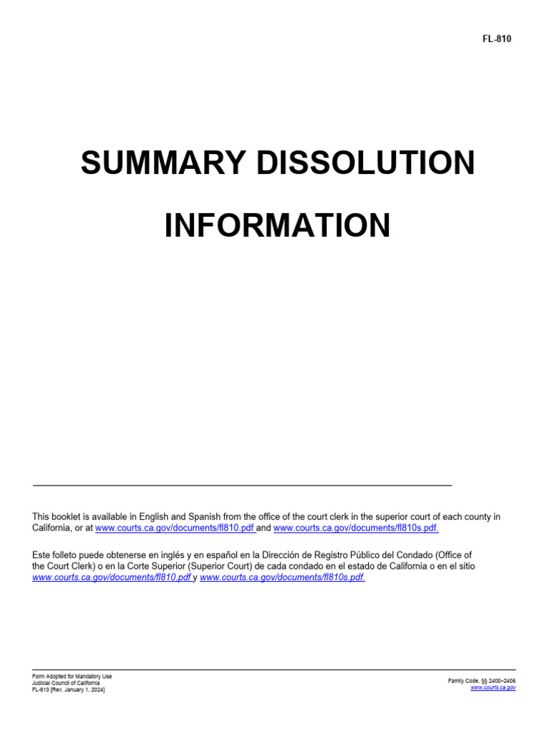 Summary Dissolution in California | PDF | Divorce | Domestic Partnership