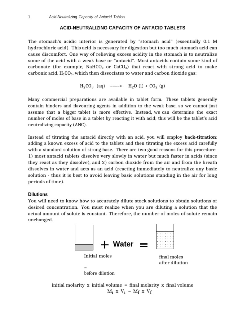 ANC Calculation for Antacid Tablets | PDF | Acid | Titration