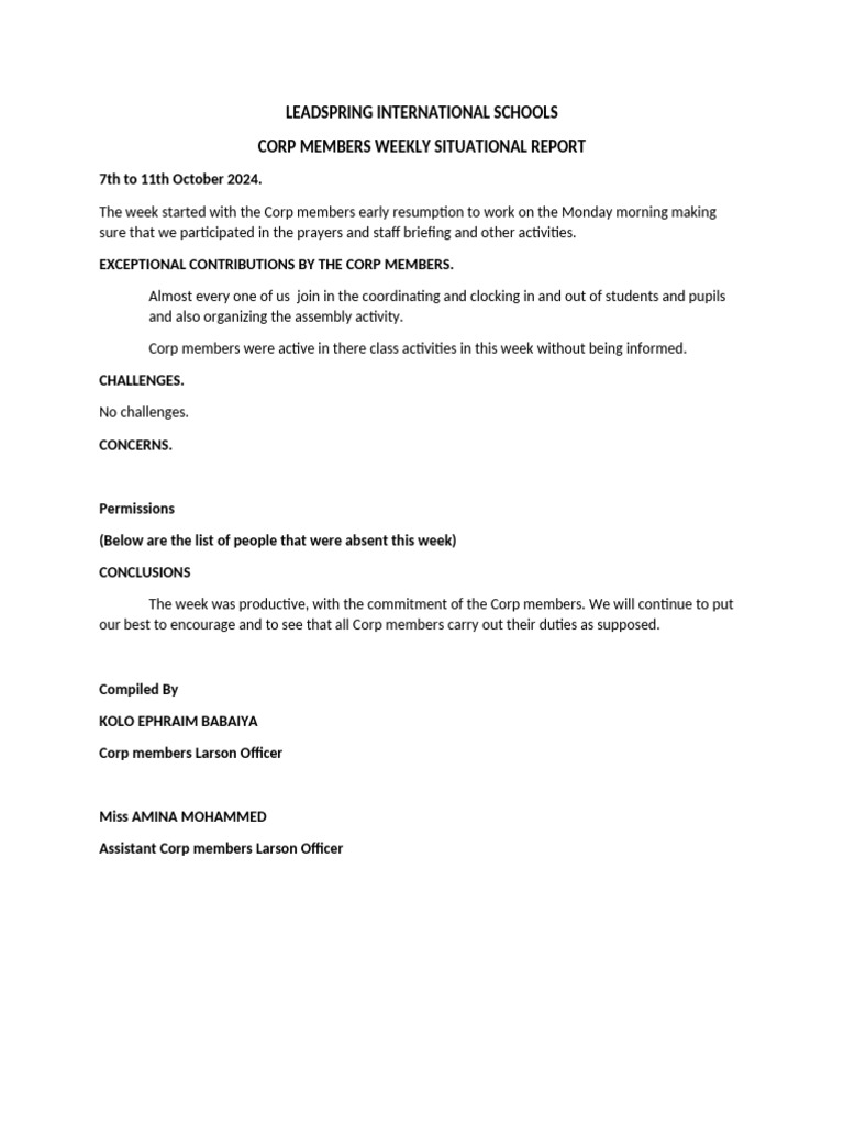 2nd Week Oct Report | PDF | Self-Improvement | Wellness