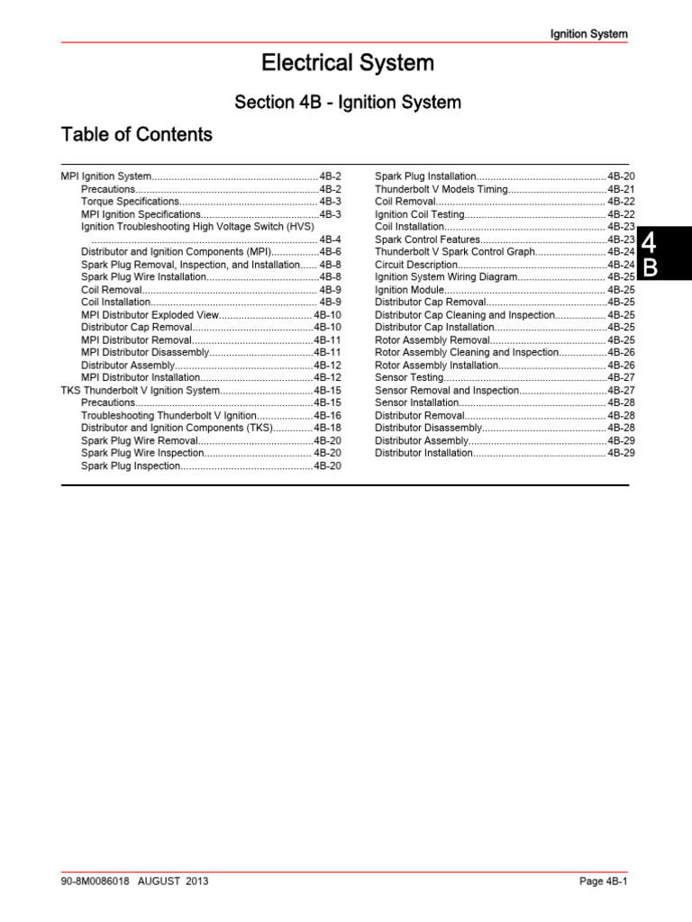 Electrical System: Section 4B - Ignition System | PDF | Distributor ...