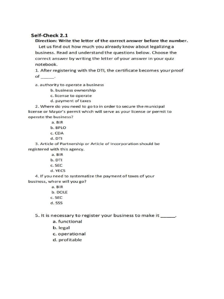 Self Check 1 | PDF