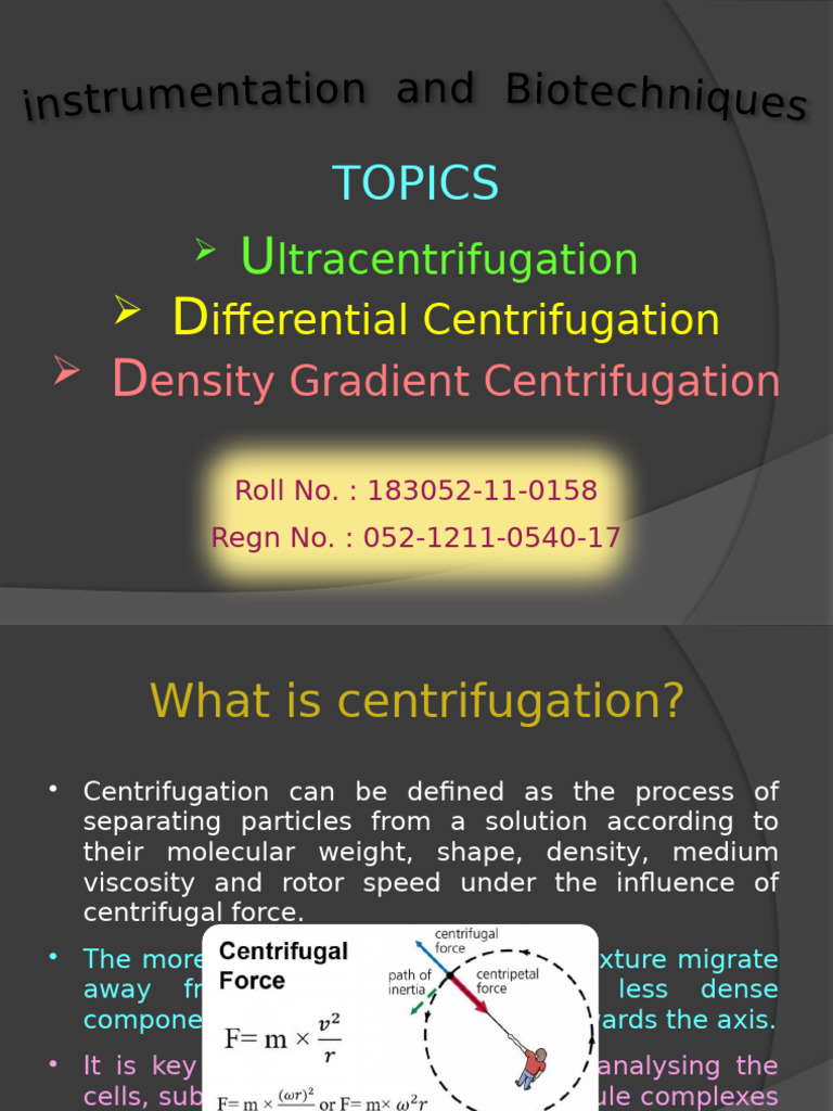 Centrifugation Techniques Overview | PDF | Centrifugation | Laboratory ...