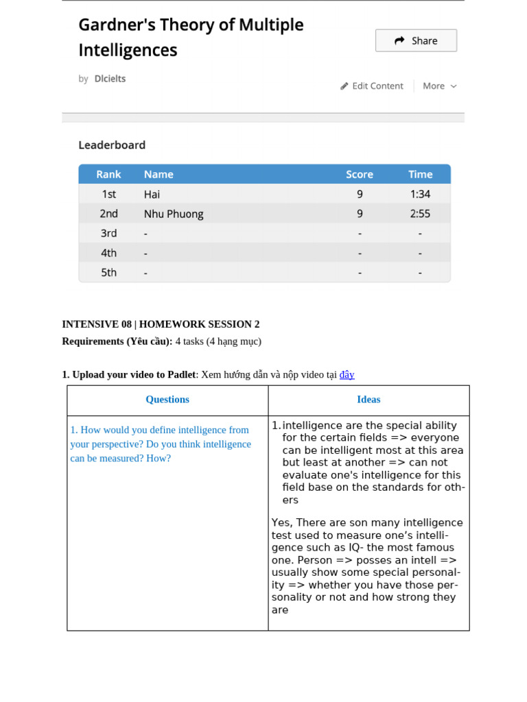 Homework Session 2: Intelligence Insights | PDF | Intelligence ...