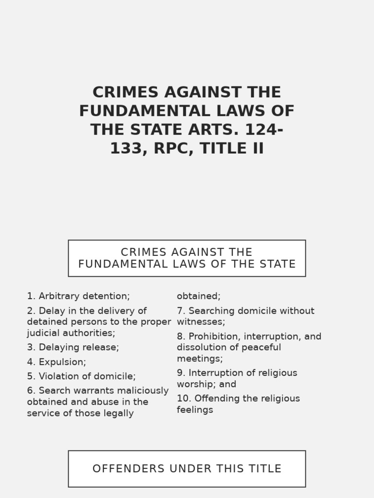 Crimes Against Fundamental Laws | PDF | Detention (Imprisonment) | Crimes