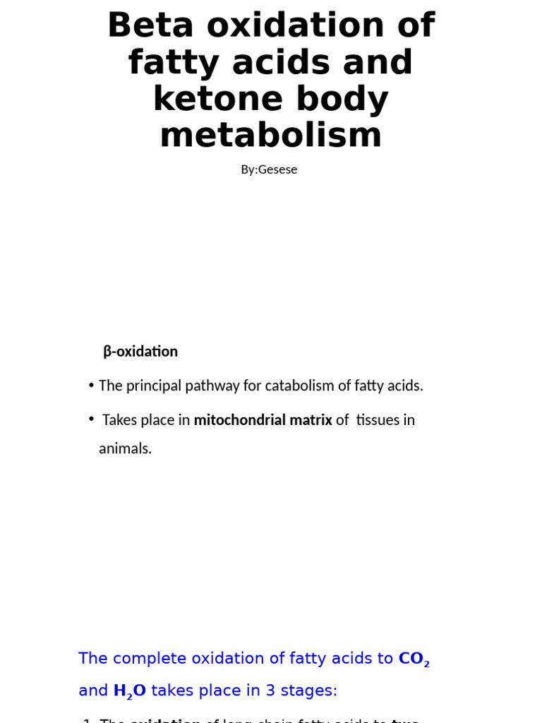 Beta Oxidation of Fatty Acids and Ketone Body | PDF | Citric Acid Cycle ...