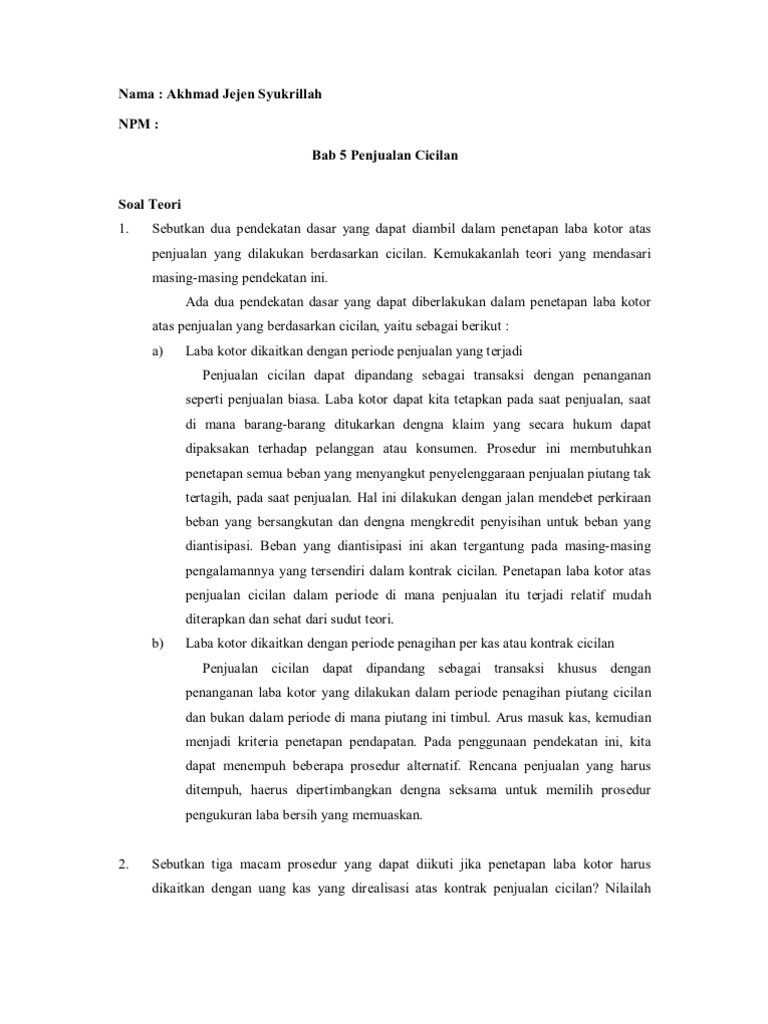 Penjualan Cicilan Dan Konsinyasi