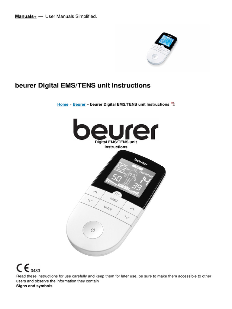 Beurer Digital EMS/TENS Unit Manual | PDF | Massage | Heart