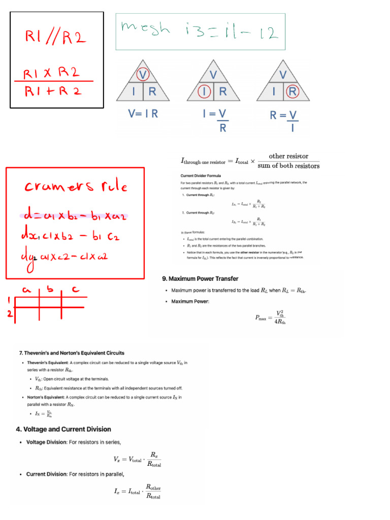 Mid Term Exam Formula Sheet | PDF