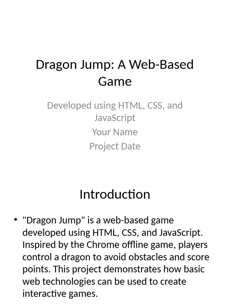 Dragon jump presentation pdf html java script