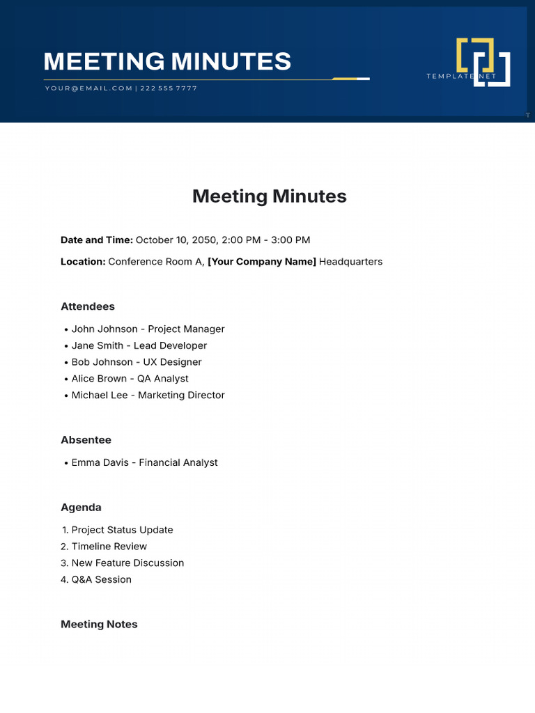 FREE Meeting Minute Templates Examples Edit Online Download PDF